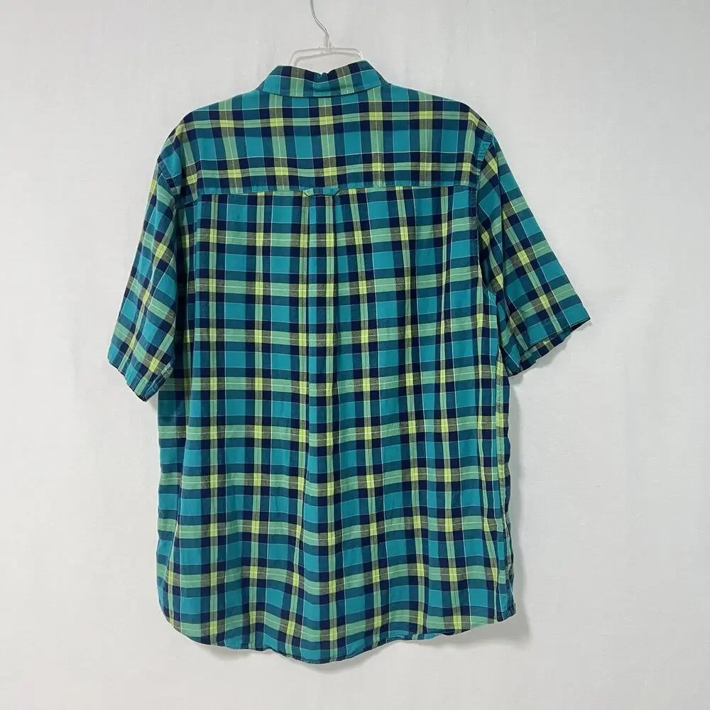 Pendleton Surf Shirt Mens XL Green Plaid Short Sleeve Button Down Casual Summer